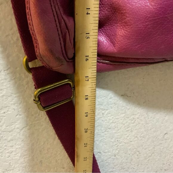 Fossil Explorer Messenger Bag Pink Fold Over Crossbody Leather Tote Womens Large - Picture 3 of 7
